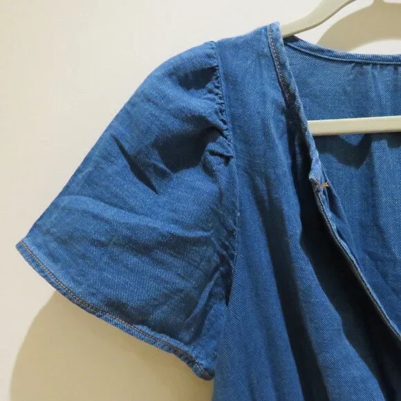 BY ANTHROPOLOGIE The Somerset Mini Dress Denim Edition Tiered Boho Comfort XS - Picture 6 of 15